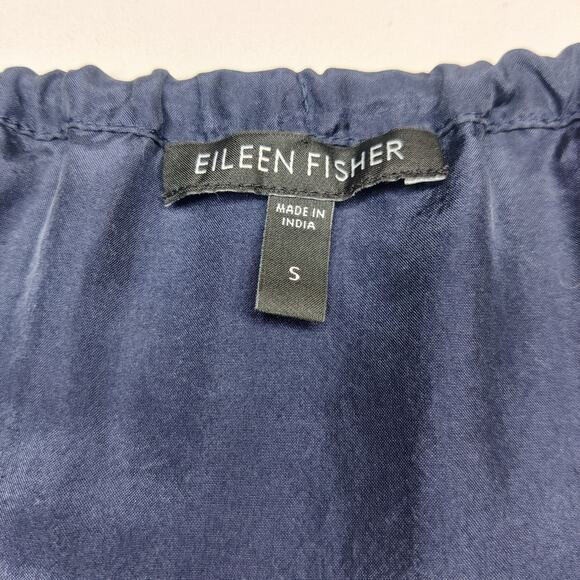Eileen Fisher Small Silk Sequin Beaded Racerback Mini Slip Dress Navy Blue Glam - Picture 7 of 11